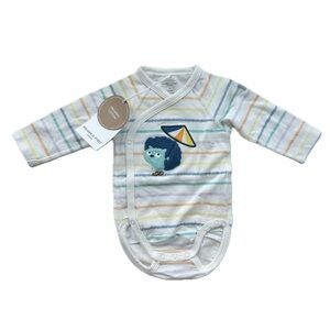 NEW Polarn O. Pyret Sz 1-2 Months Baby Striped Rainy Day Hegdehog Bodysuit